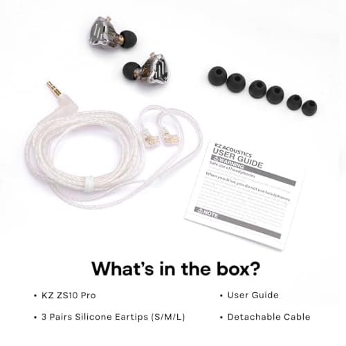 Linsoul KZ ZS10 Pro, 4BA+1DD 5 Driver in Ear Monitor, HiFi Wired Earbuds, Gaming Earbuds, Hybrid IEM Earphones with Stainless Steel Faceplate, Detachable Cable for Musician(Without Mic, Black) 9