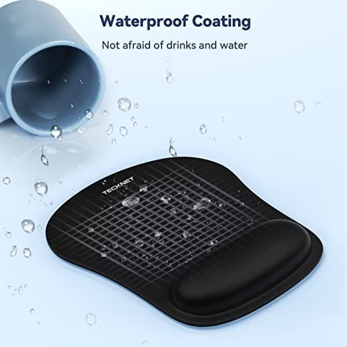 TECKNET Mouse Pad with Wrist Support, Ergonomic Gaming Mouse Pad Pain Relief, Portable Comfortable Mousepad for Computer, Laptop, Office, Home and Travel, Non-Slip Base, Waterproof Surface, Black 5