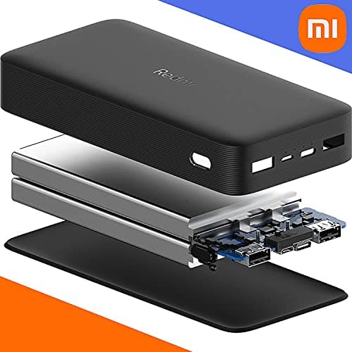 Xiaomi Mi 20000mAh Redmi Power Bank 74Wh 3.6A w/ 2 USB-A Port Rapid Charge Two Devices at Once, Dual Micro-USB/USB-C Input Port, Portable Charger for iPhone iPad Galaxy Smartphones 6
