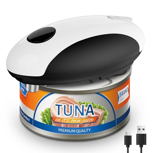 USB Rechargeable Electric Can Opener - Battery Operated, One Touch Auto Operation, Magnetic Lid Holder & Smooth Edge Cutting, Cordless & Hands Free Tin Opener for Seniors, Works with All Standard Cans