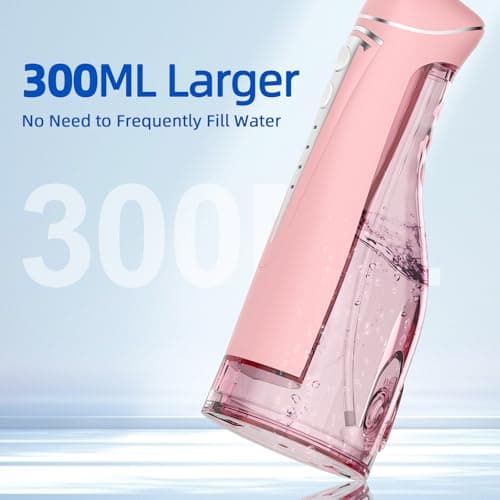 Water Flosser Teeth Pick: Rechargeable Cordless Oral Irrigator 300ML Portable Water Flosser for Braces IPX7 Waterproof Electric Waterflosser for Teeth Cleaning C101 Pink 7