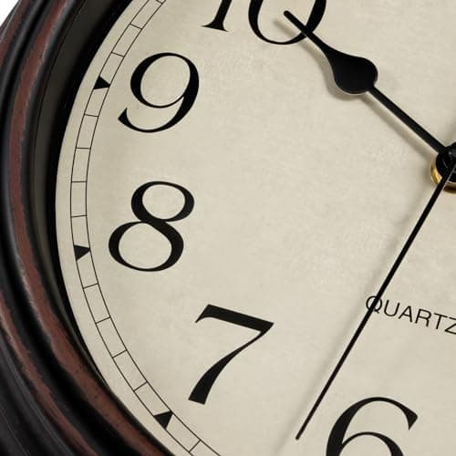 Foxtop Retro Silent Non-Ticking Round Classic Clock Quartz Decorative Battery Operated Wall Clock for Living Room Kitchen Home Office 12 Inch (Bronze) 6