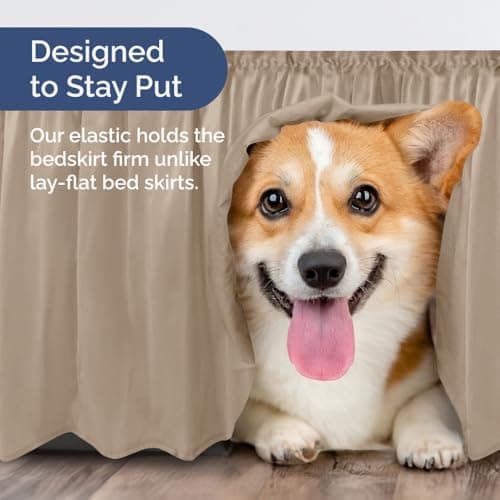 Wrap Around Dust Ruffle Bed Skirt - Cream - for King Size Beds with 15 Inch Drop - Easy Fit Elastic Strap - Adjustable Pleated Bedskirt w/Brushed Fabric - Wrinkle Free - for Women, Men, Kids & Teens 7