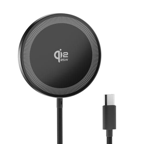 25W Magnetic Wireless Charger for iPhone 17/16, Qi2 Fast Charging Pad for iPhone 17/16/15/14/13/12 Series for AirPods, Strong Magnet, Ultra-Thin & Portable Charger Mat for Desk & Bedside, 1Pack Black