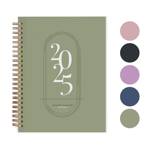 Rileys 2025 Weekly Planner - Annual Weekly & Monthly Agenda Planner, Jan - Dec 2025, Flexible Cover, Notes Pages, Twin-Wire Binding (8 x 6-Inches, Green)