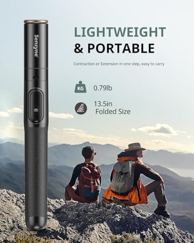 Sensyne 60" Phone Tripod - Selfie Stick, Lightweight All in One Phone Tripod Integrated with Wireless Remote Compatible with All Cell Phones for Selfie/Video Recording/Photo/Live Stream/Vlog（Black） 6