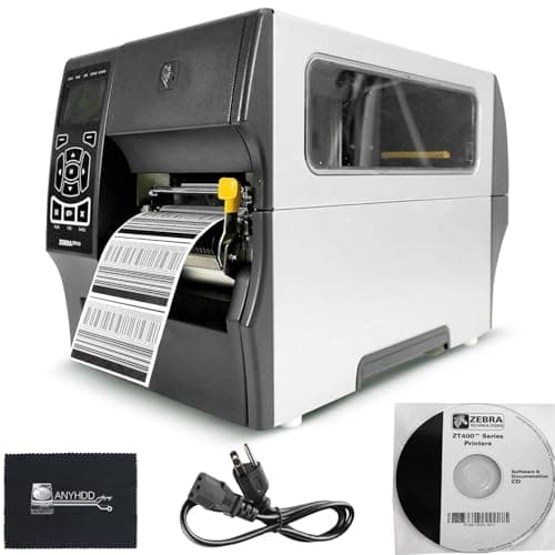 Zebra ZT410 Direct Thermal Transfer Printer - Monochrome, Desktop, Label Print - 4.09" Print Width, 14 in/s Mono, 300 dpi with Original Power Cord + Installation CD + Manual + Microfiber Cloth