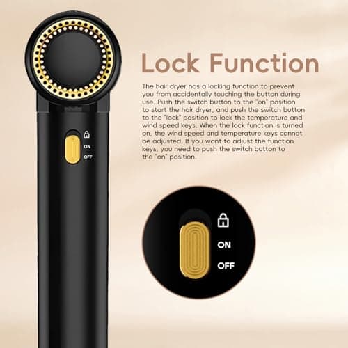 Nicebay Ionic Hair Dryer with diffuser for Curly Hair,1600W &110000RPM High-Speed Brushless Motor for Fast Drying,Professional Blow Dryer for Women,Low Noise,Lightweight,Lock Function,Travel HomeSalon 6