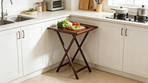 CNEIESD 19 x 14.5 x 26 Inch Folding Side Table, Sturdy Solid Wood & X-Frame for Living Room, Use as a TV Tray, Folding Tray Table or TV Dinner Tray Table 6