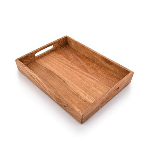Kaizen Casa |Wooden Rectangular Serving Tray, Wood Plate, Tea/Drink Platter, Dinner Serving Tray, Snack Tray |Size_16" x 12" x 2” |Home Restaurants Coffee, Food, Breakfast, Dinner Décor 3