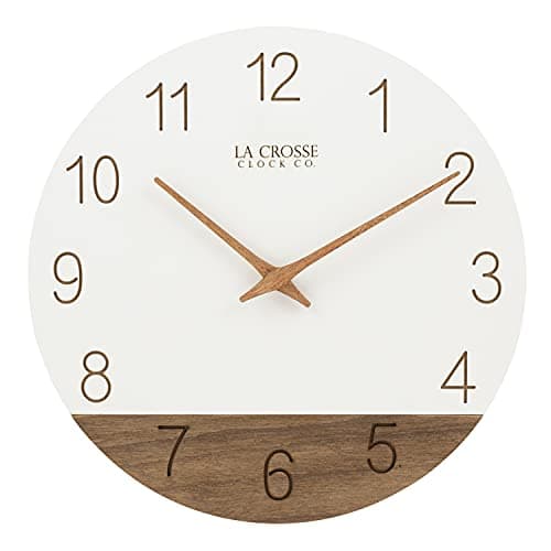 La Crosse Technology 12" Sierra Wood Quartz Analog Wall Clock - White - 404-3630B