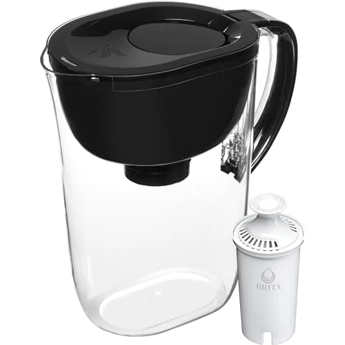 Brita Large Water Filter Pitcher for Tap and Drinking Water with SmartLight Change Indicator, Includes 1 Standard Filter, BPA-Free, Lasts 2 Months, 10-Cup Capacity, Stretch Limo Black 12
