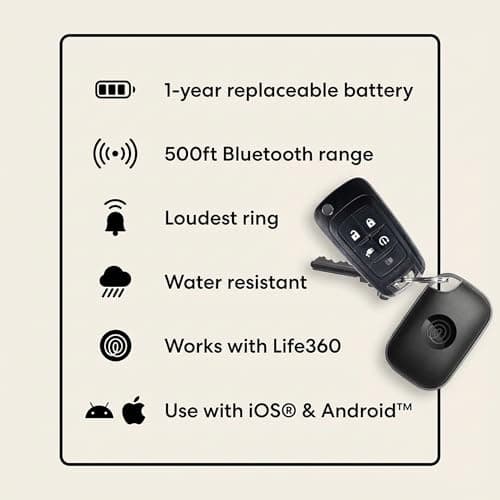 Life360 Tile Pro - Powerful Bluetooth Tracker, Key Finder and Item Locator for Keys, Bags and More. Both iOS and Android Compatible. Phone Finder. 1-Pack (Black) 8