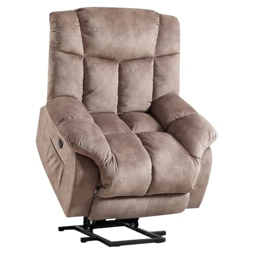 CANMOV Power Lift Recliner Chair for Elderly, Heavy Duty and Safety Motion Reclining Mechanism-Antiskid Fabric Sofa Living Room Chair with Overstuffed Design, Light Tan 8