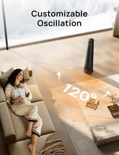 DREO Space Heater Large Room, 30" Electric Heaters with Remote, 120° Oscillation, Adjustable Thermostat, 5 Heat & 3 Fan levels, 8 Safety Protections, 25dB Quiet, 1-12H Timer, Heater for Office, Black 7