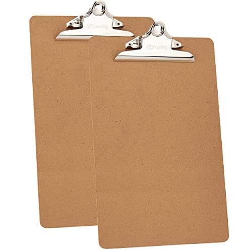 Clipboard Wood with Sturdy Stainless Steel Spring Clip, High Capacity Legal Size Hardboard Clip Board for Classroom Office Nursing Writing Board w/Low Profile Clip, School Supplies 2 PK - by Enday
