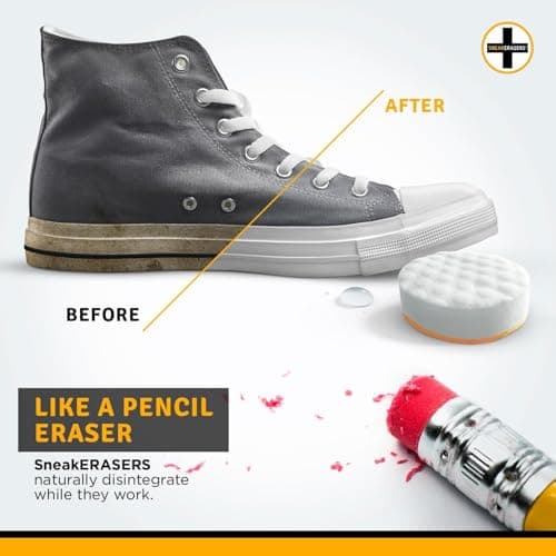 SneakERASERS Sole & Sneaker Cleaner, Premium Shoe Cleaner for Sneakers, Dual-Sided Sponges, Effective for Tennis Shoes & Women Men Sneakers, Gentle Rub Design Cleaner Kit, 20 Pack 6