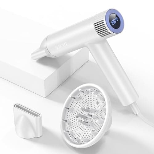 Blow Dryer,110000RPM High-Speed Brushless Motor, Fast-Drying Negative Ions Intelligent Constant Temperature Hair Care Dryers, Professional Hair Dryer with Attachments for Home&Salon (White) 9