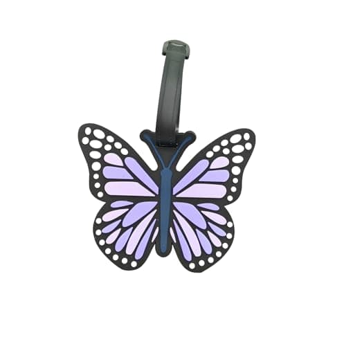 Funny Silicone Luggage Tags Cute Butterfly Suitcase Travel Bag Identifiers Personalized Labels Animal Travel Luggage Baggage Identification Labels ID Tag (Purple)