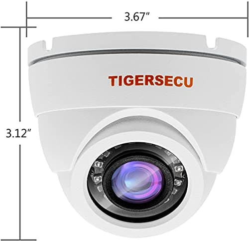 TIGERSECU 1080P Metal Wide Angle Dome Security Camera for DVR, Weatheproof for Indoor/Outdoor Use, Hybrid 4-in-1 OSD Switch for TVI/CVI/AHD/CVBS DVRs (Power Supply and Coaxial Cable Sold Separately) 7