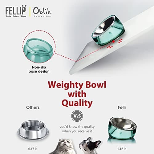 Felli Oblik Elevated Cat Bowl Removable Stainless Steel Wide Dish for Dry Wet Food Feeding & Dishwasher Clean, Slanted Whisker Fatigue Friendly Metal Plate (Classic, 0.5 Cups Shallow Dish) 8