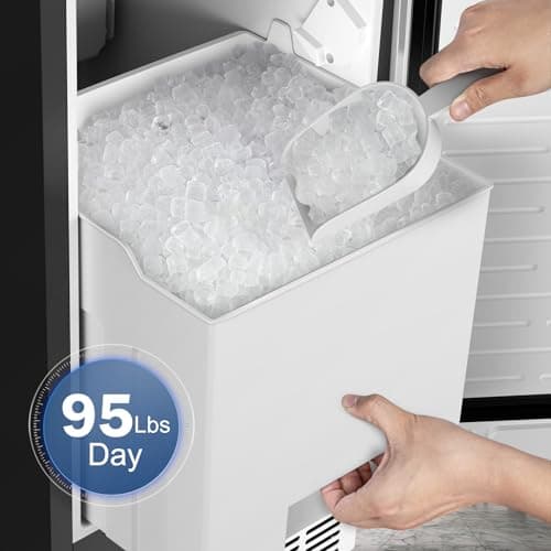 RAPSUAR Under Counter Ice Maker, 95Lbs/Day with 35lbs Storage Bin, 40Pcs Cubes in 10Mins, Reversible Door, Built in Ice Machine for Home Office Commercial 8