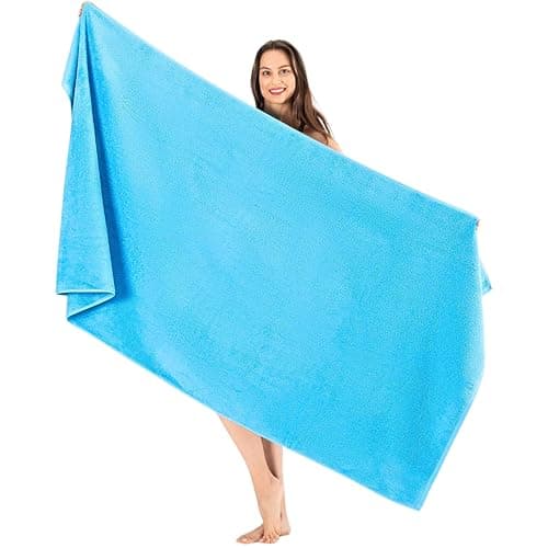 SALBAKOS Luxury 100% Turkish Cotton 40x80 in Extra Large Beach & Bath Towels | Oversized Bath Sheets | Premium Hotel Quality Thick Soft Absorbent Turkish Towel (Pack of 1, Aqua, Jumbo Bath Sheet)