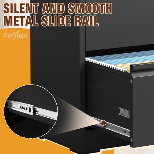 2-Drawer Lateral File Cabinet with Lock, Black Metal Filing Cabinet for Office or Home – Secure Storage for Letter/Legal/A4/F4 Documents, Easy to Assemble Locking File Organizer (Black, 2 Drawer-26"W) 7