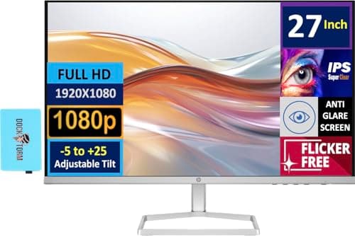 HP 527sw Monitor (Replaces Model m27fw) with 75Hz IPS, 27 Inch FHD, Anti-Glare, Flicker-Free, 300 Nits Display, Adjustable Tilt, 1 VGA, 2 HDMI, 99% sRGB Color (2026 Model) with Dockztorm Hub