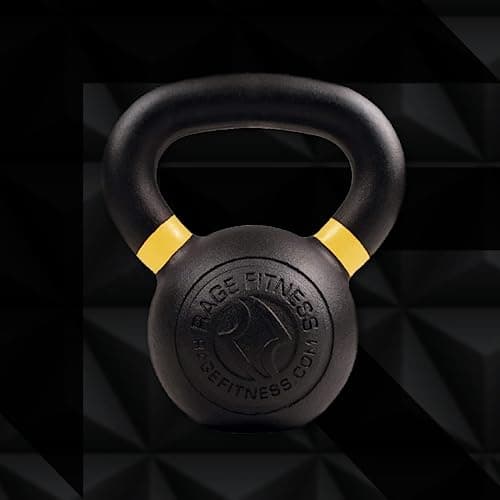 RAGE Fitness Powder Coated Kettlebells For Strength Training, (6kg, 8kg, 10kg, 12kg, 16kg, 20kg - SOLD INDIVIDUALLY), Conditioning and Cross Training, Pound and Kilogram Markings, Color Coded 5