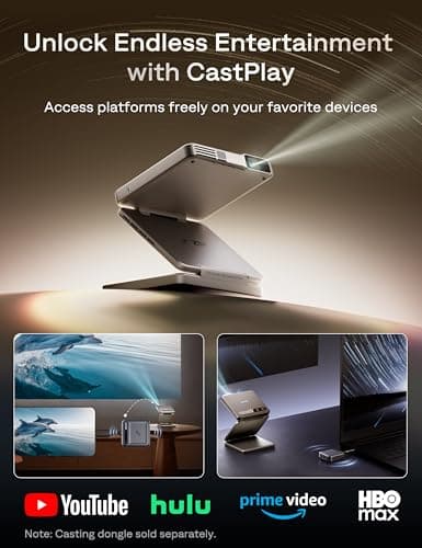 Aurzen ZIP Tri-Fold DLP Mini Projector,Pocket Size, Zero-Lag Focus,One-Click Screen Mirroring,Full-Screen Mode,Type-C Fast Charging,5000mAh Battery,Bluetooth,Portable Projector for Cookie, Art,Gold 11