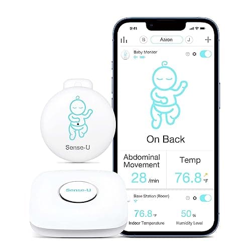 Sense-U Smart Baby Movement Monitor 3 - Tracks Baby's Abdominal Movement, Sleep Position, Temperature, with Real-time Alerts, Anytime, Anywhere