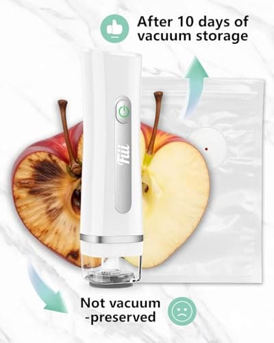 FIII Compact Handheld Vacuum Sealer for Food, 10X Preservation Food Sealer Machine with Reusable Vacuum Bags, Portable Wireless Vacuum Sealer for Sous Vide & Meal Prep, White 7