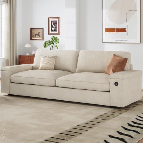 SEDETA Modern Sofas Couches for Living Room, Comfy Couch with Extra Deep Seats, Oversized Loveseat Sofa with Storage and 2 USB Charging Ports, Removable Sofa Cover(Beige Chenille) 9