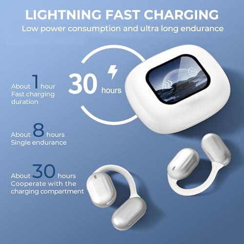 Open Ear Earbuds Wireless Bluetooth 5.4 Headphones, IPX5 Waterproof ear buds,35Hours Play time,OWS Headphones Immersive Sound Headset with Charging Case,Light-Weight Headphones Built-in Microphone 7