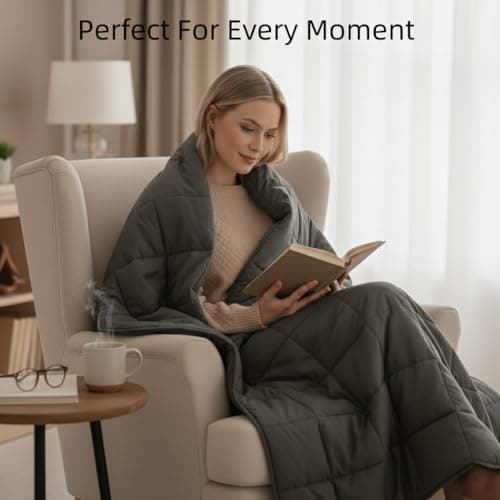 Skyrain Weighted Blanket for Adults (5lbs, 41” x 60”) Queen Size Breathable Heavy Weight Blanket for Sleeping,Soft Cotton Cooling Blanket with Premium Glass Beads,All Season Use,Machine Washable,Grey 6