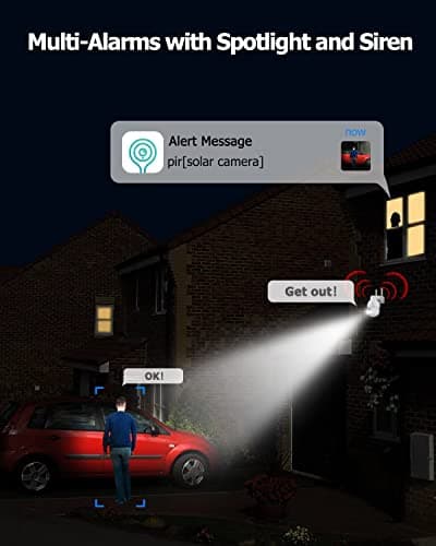 Rebluum Security Camera Wireless Outdoor, 2K Solar Security Camera,Battery Powered 360°PTZ Outdoor Camera,Color Night Vision,2-Way Audio,PIR Motion Detection,Compatible with Alexa 5