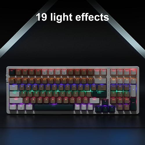 Merdia Wireless Mechanical Keyboard, Triple Mode 2.4G/USB-C/BT Gaming Keyboards 100 Keys Backlit Red Switch Keyboard | Rechargeable Mechanical Gaming Keyboards (Brown Combo Red Switch) 7