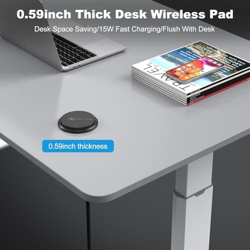 3 Inch Desk Power Grommet with 15W Wireless Charger, 20W USB-C Fast Charging Countertop Grommet Recessed Mount Power Outlet, with AC Outlets and 6ft Extension Cord 5