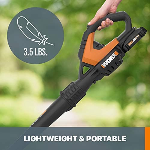 WORX Cordless Leaf Blower, Electric Blowers for Lawn Care with 120 MPH & 2.7 LBS, Long Nozzle Design for Narrow Spaces with Cleaning Attachments, Battery & Charger Not Included, WG545.9 5