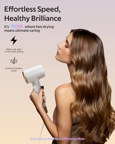 Mera Bio-Ionic Hair Dryer for Women, 1400W Professional Fast Drying Blow Dryer with Diffuser & Concentrator, Anti-Frizz Negative & Positive Ion Tech, 3 Temp 2 Speed for Home Travel & Salon Styling 8