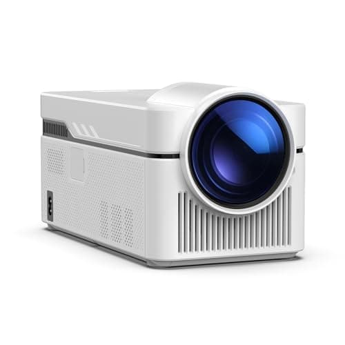 Short Throw Projector with 4k Support, Built-in Apps, Smart Projector with Wifi and Bluetooth , Electric Focus, 2 x 8W Stereo Speakers for Bedroom and Outdoor Use HY450NTV