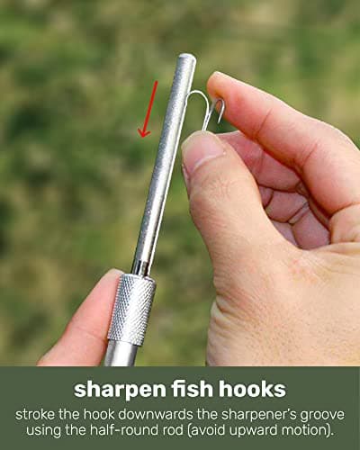 Wamery Serrated Knife Sharpener - Retractable Diamond Rod Pocket Sharpener for Serrated & Straight Blades - Multifunctional Sharpening Tool for Outdoor Kitchen Fishing Hunting (Silver) 7