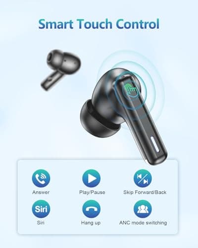 Nequga Wireless Earbuds Bluetooth Headphones, 50H Playtime Ear Buds with Mic, LED Digital Display Charging Case, IPX7 Waterproof, Deep Bass Stereo, in-Ear Earphone for iPhone Andriod Phone 9