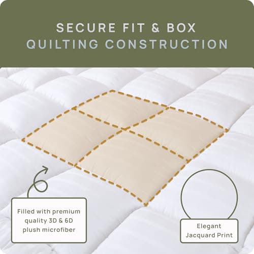 Plush Extra Thick Short Queen Mattress Topper for RV Camper(60x75 Inches), Cooling & Soft Pillow Top Mattress Topper with Cotton Cover, Overfilled Mattress Pad Cover for Firm Mattress 7