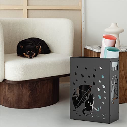 Mango Steam Cat Umbrella Holder Stand for Home or Office Entryways (Raining Cats, Black) 7