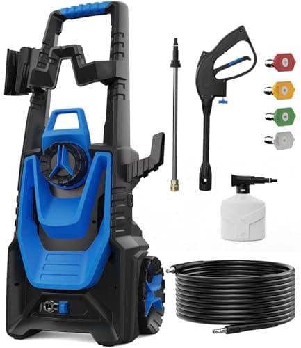 Pressure Washer with 500ML Foam Canno for Car, Road, Yard Cleaning Blue