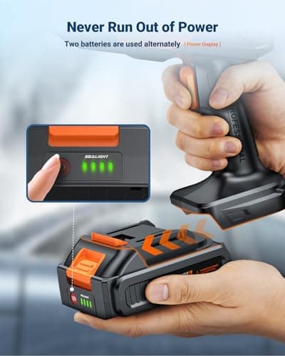 SEALIGHT Cordless Pressure Washer, 970PSI Portable Power Washer with 3.0Ah Dual Batteries 6-in-1 Nozzle Battery Operated Power Washer for Cars, Fences, Patio, Bikes Cleaning 6