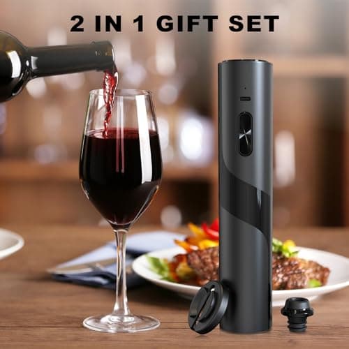 COKUNST Electric Wine Opener with Vacuum Pump, USB Rechargeable Wine Bottle Opener with Foil Cutter, Vacuum Stopper, Cordless Automatic Corkscrews Remover Gift Kit for Home Kitchen 6