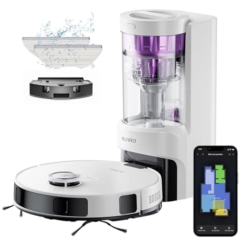 Eureka Robot Vacuum with Bagless Self Emptying Station, 2 in 1 Robotic Vacuum and Mop Combo, 60-Day Capacity, 4000Pa Suction, Auto Lifting Mop, LiDAR Navigation,NER E10s
